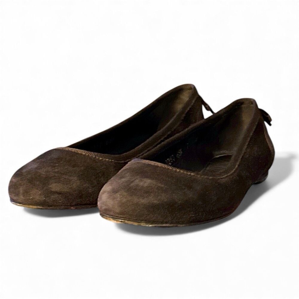 Salvatore Ferragamo Dark Brown Suede Ballet Flats - Picture 3 of 10